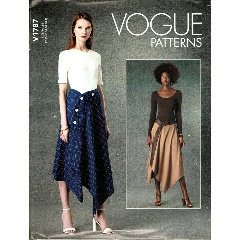 Vogue V1787 Misses 16 to 24 Asymmetrical Wrap Skirt Uncut Sewing Pattern